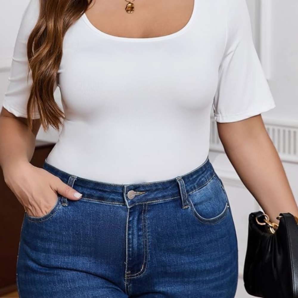 Classic White Scoop Neck Bodysuit